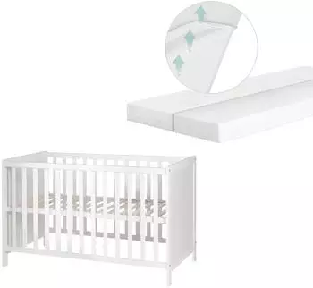 Roba 2-in-1 Beistell- & Babybett Safe Asleep, weiß, 60x120cm, höhenverstellbar (0176W-2)
