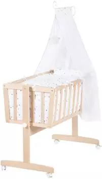 Roba Sternenzauber Babywiege 2-in-1 Stubenwagen, 40x90cm, grau, Holz natur