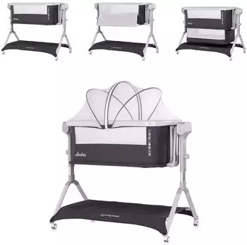 Chipolino Electra Beistellbett mit Schaukelfunktion, Musik, Korb, Moskitonetz & Matratze, dunkelgrau
