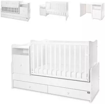 Lorelli Trend Plus Kinderbett mit Schreibtisch, Schubladen & Kommode 70x160cm, wei&szlig; (10150590024P)