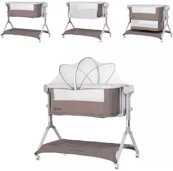 Chipolino Electra Beistellbett Schaukelfunktion, Musik, Moskitonetz, Matratze, hellbraun