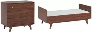 Vox Mid mitwachsendes Babybett 70x140 & Kommode mit 3 Schubladen, Holz (4023051_4023039)