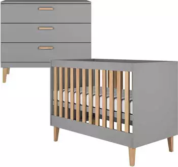 Kocot Kids Kubi Babybett 60x120 mit Kommode, grau