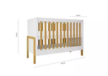 LES TENDANCES Victor Babybett 60x120 wei&szlig;/Eiche (LNVI_BI_13/6BS_BM)