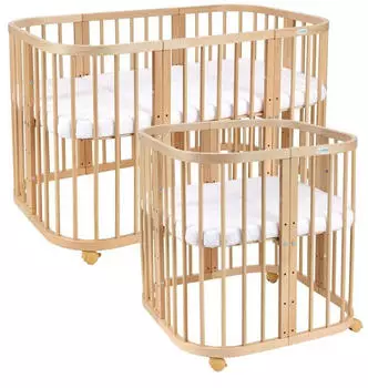 Waldin Babybett aus Holz 7in1 mitwachsend natur