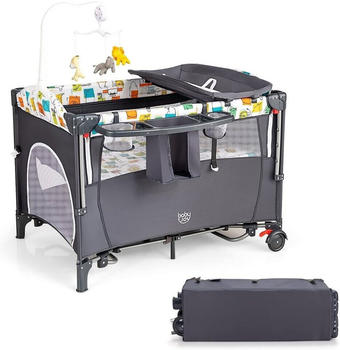Costway Reisebett 5 in 1 mit Wickeltisch & Spielzeug & Musikbox