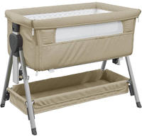 vidaXL Babybett mit Matratze Taupe Leinenstoff