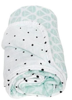 Motherhood Baumwoll-Musselin Babydecke 2-lagig 95x110 cm Schiffe mintgrün