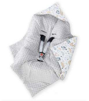 Amilian Einschlagdecke mit Kapuze für Babyschale 90x90 cm Lichtung Minky grau