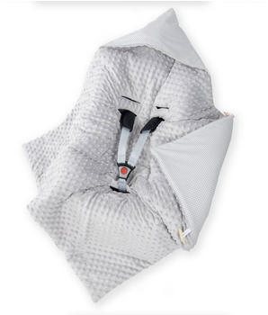 Amilian Einschlagdecke mit Kapuze für Babyschale 90x90 cm Pepita grau Minky grau