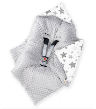 Amilian Einschlagdecke mit Kapuze für Babyschale 90x90 cm Sternschnuppe grau Minky grau