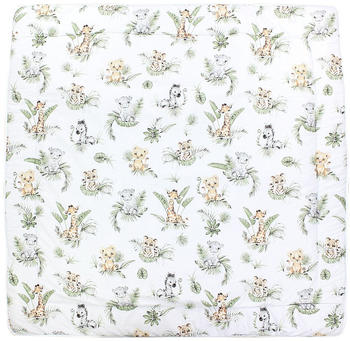 TupTam Gepolsterte XXL Krabbeldecke 120x120cm Safari/Löwe/braun/Blätter/grün