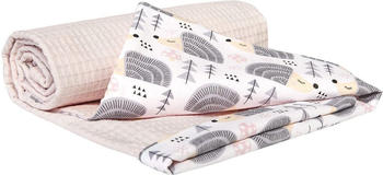 Medi Partners Babydecke Waffle 75x100cm graue Igel/hellrosa