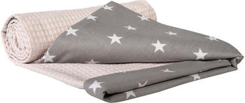Medi Partners Babydecke Waffle 75x100cm graue Sternen/hellrosa