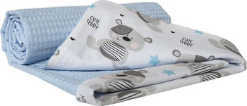 Medi Partners Babydecke Waffle 75x100cm Teddybär/hellblau