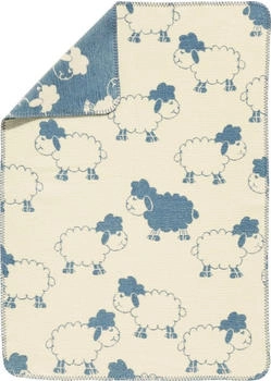 Erwin Müller Jacquard Babydecke blau/weiß 75x100 cm