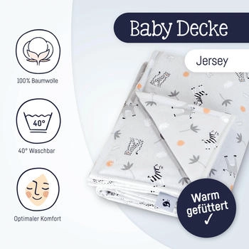 Julius Zöllner Babydecke Jersey gefüttert 70x100cm Savanne grau