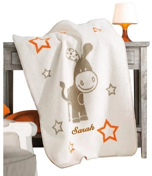 Erwin Müller Babydecke braun-beige/weiß 75x100 cm