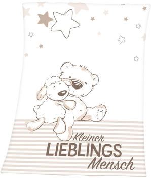 Baby Best Babydecke Lieblingsmensch 75x100 cm wei&szlig; / beige
