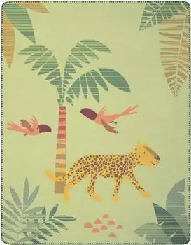 Biederlack Babydecke Wildlife 75x100cm, Baumwolle/Polyester, gr&uuml;n/gelb