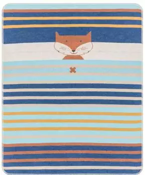 David Fussenegger Juwel Babydecke "Fuchs Multistreifen" 70x90cm, marine (7331/26)