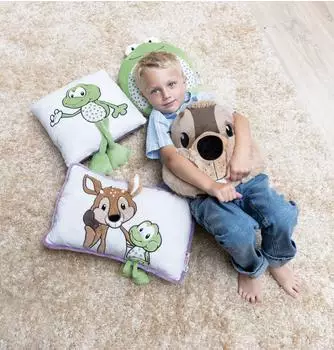 NICI Kissen Rehbock Ren&eacute; & Frosch Fridolin, Pl&uuml;sch, 43x25cm (62282)