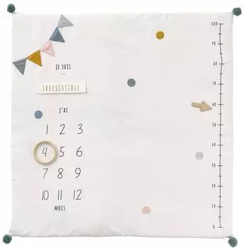 Vertbaudet Baby Meilenstein-Decke, personalisierbar, wollweiß/grün