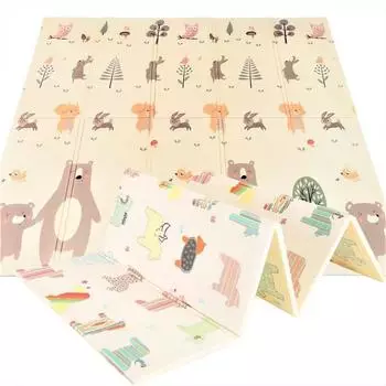 Mamabrum Spielmatte Teddybär & Pferde 195x176cm, XPE-Schaumstoff, faltbar (MATA SKLADANA R04)