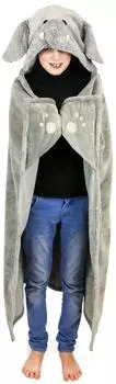 Noxxiez Elefant Kapuzendecke Fleece, Kinder, 100x130cm