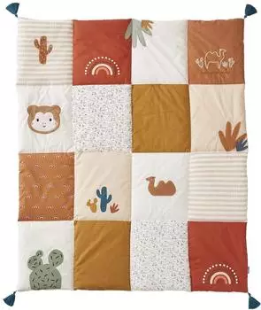 Vertbaudet Spieldecke/Laufstalleinlage Wild Sahara Patchwork wollweiß/beige, 100x120cm
