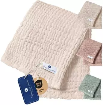 Nordic coast company Babydecke Musselin mit Fransen, 4-lagig, 80x80cm (220-20-1P88)