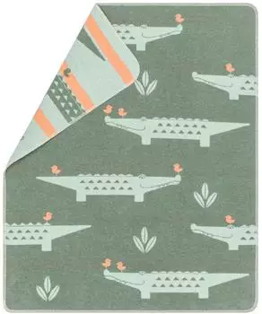 David Fussenegger JUWEL Babydecke Krokos allover, 70x90cm, Efeu