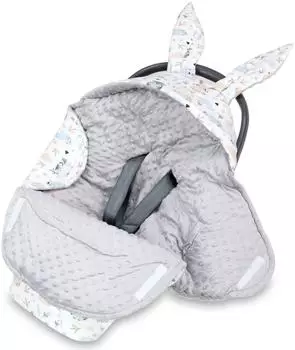 Totsy Baby Einschlagdecke Kinderwagen & Babyschale 90x90cm, Minky, Oeko-Tex, Eulen hellgrau