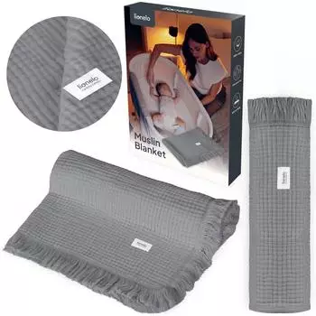 Lionelo Muslin Blanket Babydecke 6-lagig, 100% Baumwolle, dove grey, 70x100cm (LO-MUSLIN BLANKET DOVE GREY)