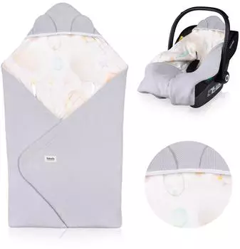 Lionelo Travel Swaddle Blanket 90x90cm, 100% Baumwolle Bambus, TOG 2.5, grau