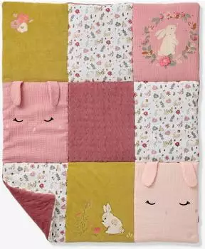Vertbaudet Spieldecke "Verzauberter Hase" Patchwork altrosa, 75x100cm