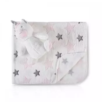 Cangaroo Babydecke mit Plüschtier Krabbe 90x75cm, rosa (108610)