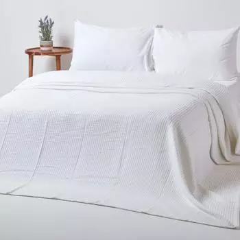 Homescapes Waffel-Babydecke Bio-Baumwolle, weiß, 125x150cm (SF1117B)