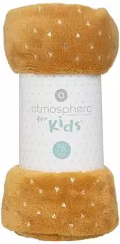 Atmosphera Berlingot Kinderdecke Flanell, senfgelb, 75x100cm