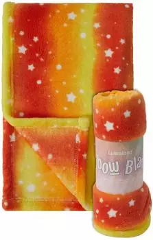 Lumaland Kinder-Fleecedecke Regenbogen-Orange 100x150cm (02441)
