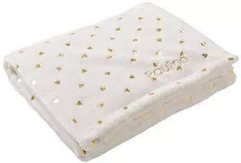 Vertbaudet Babydecke mit Goldherzen, wollweiß