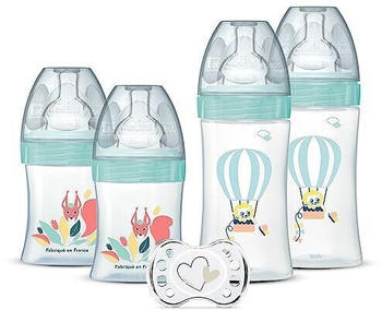 Dodie Set of 4 birth bottles and a dummy Blue