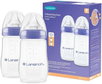 Lansinoh NaturalWave Babyflaschen 240ml & Sauger Gr. M, 2 St (75490)