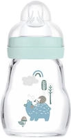 MAM 100011379, MAM Glas-Flasche Feel Good - Silikon 170 ml - Wal - Blau - Gr. 1