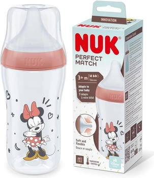 NUK Perfect Match Babyflasche Minnie Mouse mit Temperature Control ab 3 Monate 260 ml