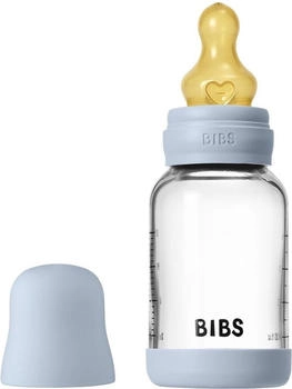 BIBS Flasche Slow Flow 120 ml Glas/Latex Baby Blue