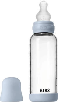 BIBS Flasche Medium Flow 240 ml Silikon/Glas Baby Blue