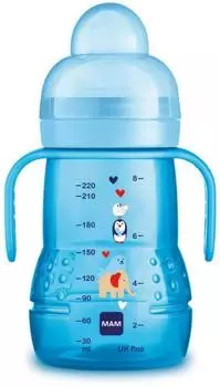 MAM Trainer 220ml Trinklernflasche Silikon blau (ZEDMM220M)