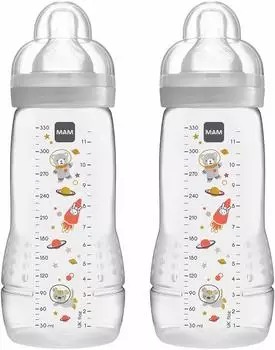 MAM Easy Active Babyflasche, schneller Fluss, Anti-Kolik, Unisex, 2er-Pack, 330ml (FB0602U)