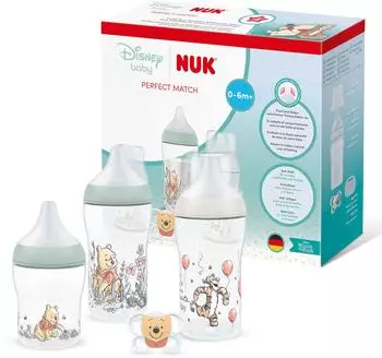 NUK Perfect Match Disney Winnie Puuh Geschenkset Babyflaschen & Schnuller 0-6 Monate (10225354)